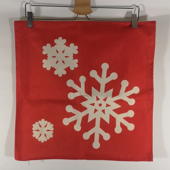 Set of Two Canvas Christmas Pillow Shams with Zipper, Red and Cream, Like-new* - Picture 7 of 9